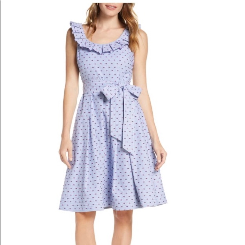 1901 Stripe Pleat Collar Fit & Flare Dress size 4